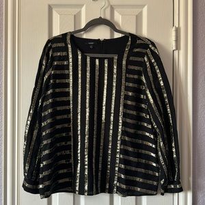 Alfani Black and Gold Long Sleeve Blouse
